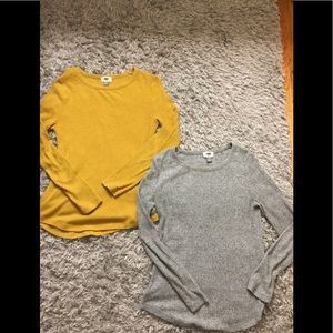 2 Old Navy Mustard/Grey Long Sleeve Shirts